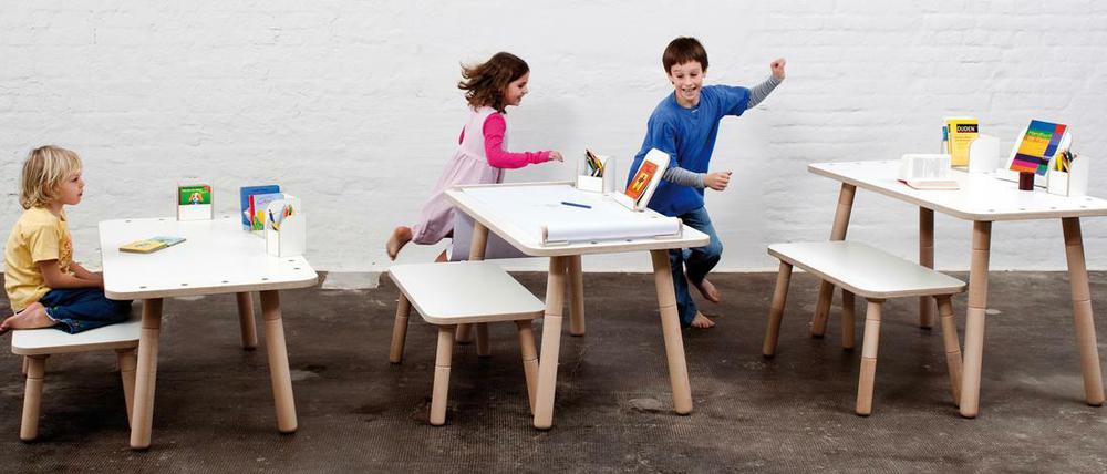 Mit dem „Growing table“ fing es für Olaf Schroeder an. Drei Beinelemente zum Einschrauben machen vier Tischhöhen möglich.