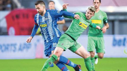 Zweikämpfer. Vedad Ibisevic (links, hier gegen Gladbachs Mickael Cuisance) will noch nicht aufhören.