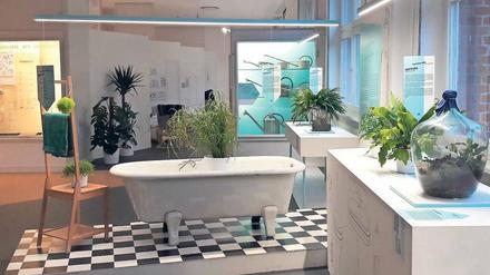 Badezimmer - grün-weiß. Pflanzen sind dekorative Hingucker. 
