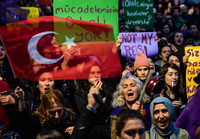 Protest in Istanbul nach Erdogans Sieg beim Verfassungsreferendum.
