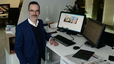 Stefan Franzke, Geschäftsführer der landeseigenen Standortagentur Berlin Partner, in seinem Büro im Ludwig-Erhard-Haus in Charlottenburg.