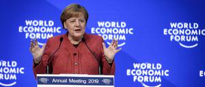 Die deutsche Bundeskanzlerin Angela Merkel beim Weltwirtschaftsforum in Davos. 
