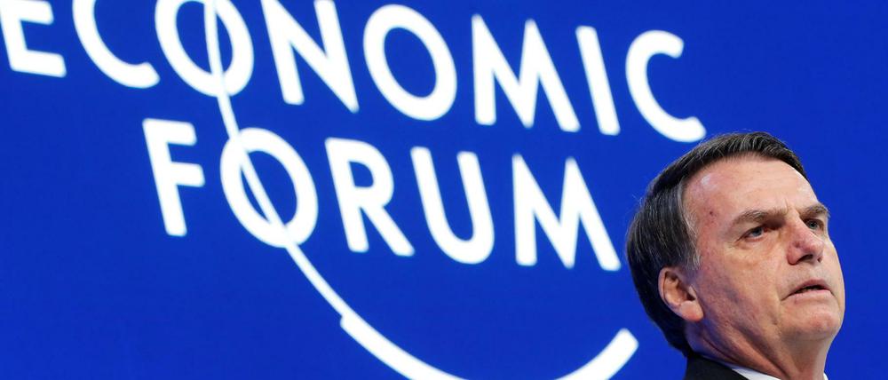Begeistert die Börse, schockiert Klimaschützer: Brasiliens Präsident Jair Bolsonaro in Davos.