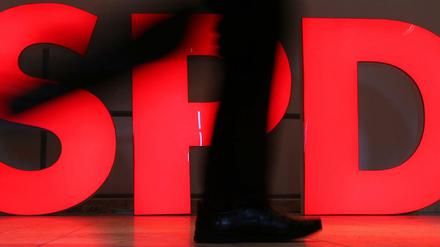 Logo der SPD beim Landesparteitag in Sachsen