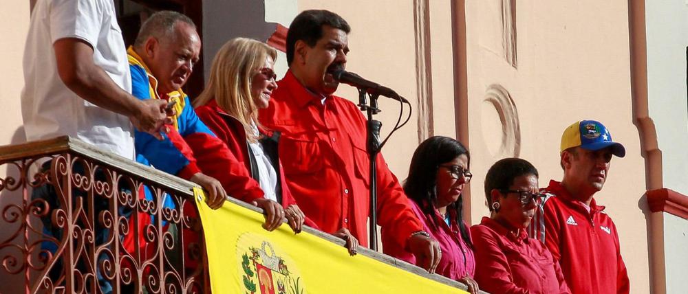 Venezuelas Präsident Nicolas Maduro während einer Rede vor Unterstützern. 