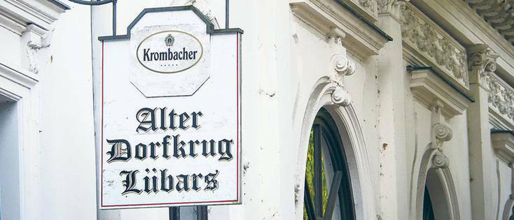 Kneipenschild des "Alten Dorfkrugs" Lübars.