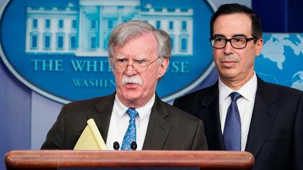 Sicherheitsberater John Bolton am Montagabend in Washington bei der Verkündung von Sanktionen gegen Venezuelas Ölkonzern PDVSA.