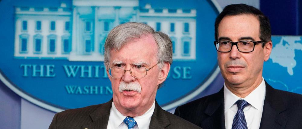 Sicherheitsberater John Bolton am Montagabend in Washington bei der Verkündung von Sanktionen gegen Venezuelas Ölkonzern PDVSA.