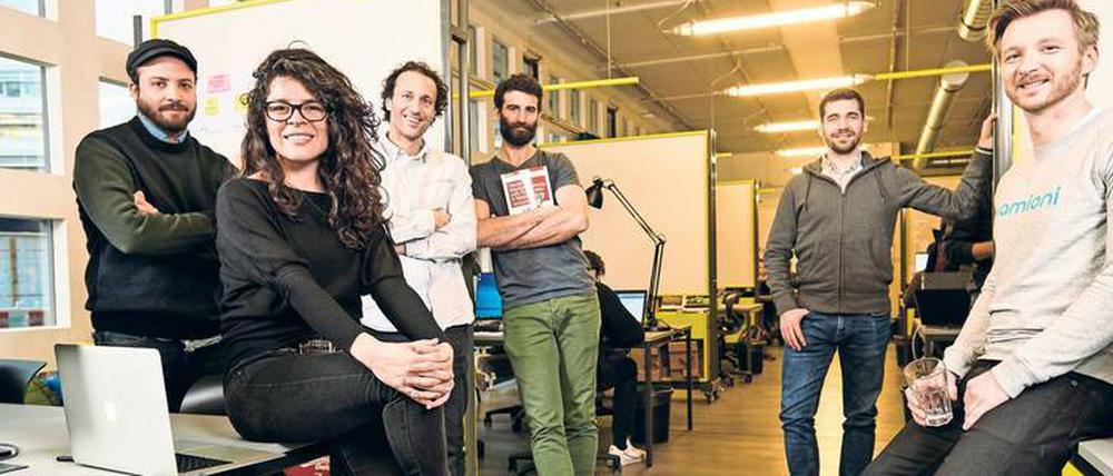 Die junge Firma „Hedera“ (links) plant eine Online-Plattform für Entwicklungszusammenarbeit, das Team „Kamioni“ will LKW in der Bauindustrie koordinieren.