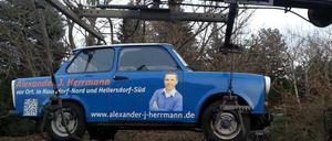 Beweismittel: Der blaue Trabbi des CDU-Politikers.