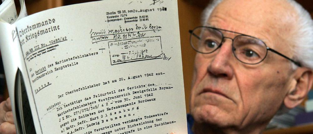 Sein Fall hatte die Debatte um die Opferrente ausgelöst: Wehrmachtsdeserteur Ludwig Baumann (verstorben am 5. Juli 2018).