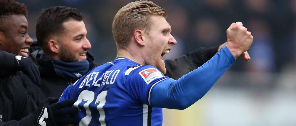 Favoritensturz. Andreas Voglsammer brachte die Arminia auf die Siegerstraße.