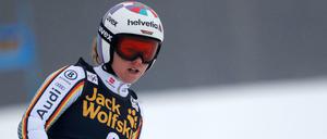 Woran sie wohl denkt? In Maribor beschäftigte Viktoria Rebensburg vermutlich auch ihr Malheur. aus Deutschland reagerit nach ihrem Ausscheiden.