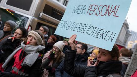 Bereits am Donnerstag streikten Beschäftigte der Berliner Stadt- und Landesbibliotheken.