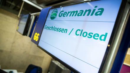 Check-In-Schalter der Fluggesellschaft Germania am Albrecht Dürer Airport in Nürnberg