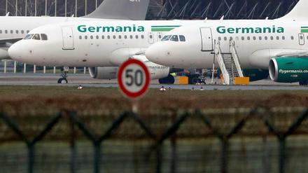 In Parkformation. Die Germania-Flieger werden vorerst nicht mehr abheben.
