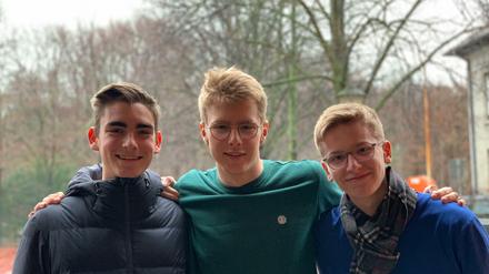 Die drei Schüler hinter exclamo (v.l.): Julius de Gruyter, Kai Lanz, Jan Wilhelm