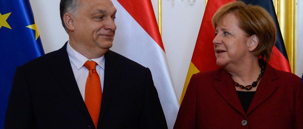 Kanzlerin Angela Merkel und Ungarns Regierungschef Viktor Orban am Donnerstag in Bratislava.