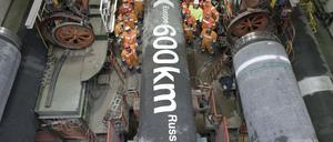 600 Kilometer der Pipeline Nord Stream 2 hat Gazprom bereits in der Ostsee verlegt.