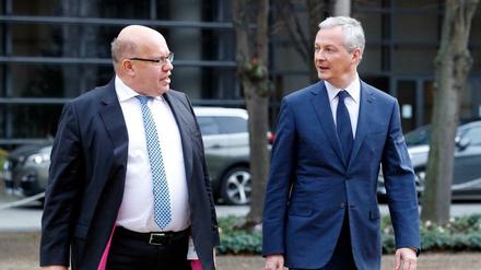 Bundeswirtschaftsminister Peter Altmaier (l.) und sein französischer Amtskollege Bruno Le Maire. 