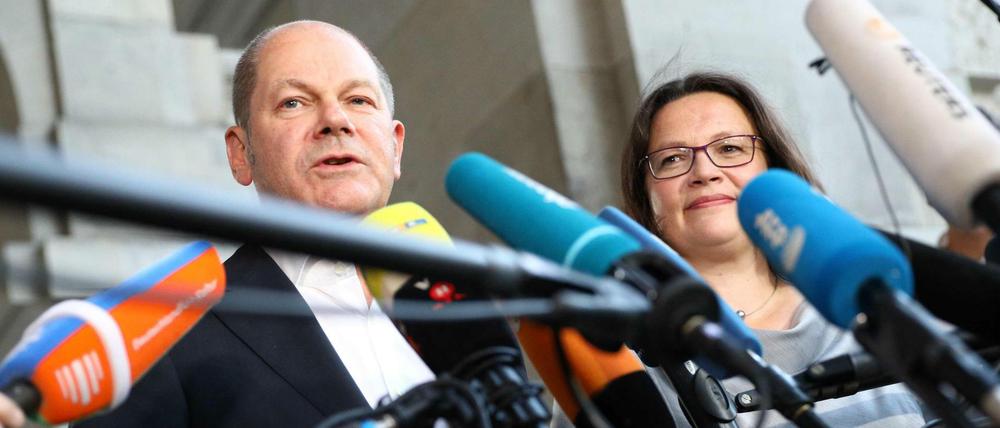 Olaf Scholz stellt sich hinter die Pläne von Andrea Nahles.
