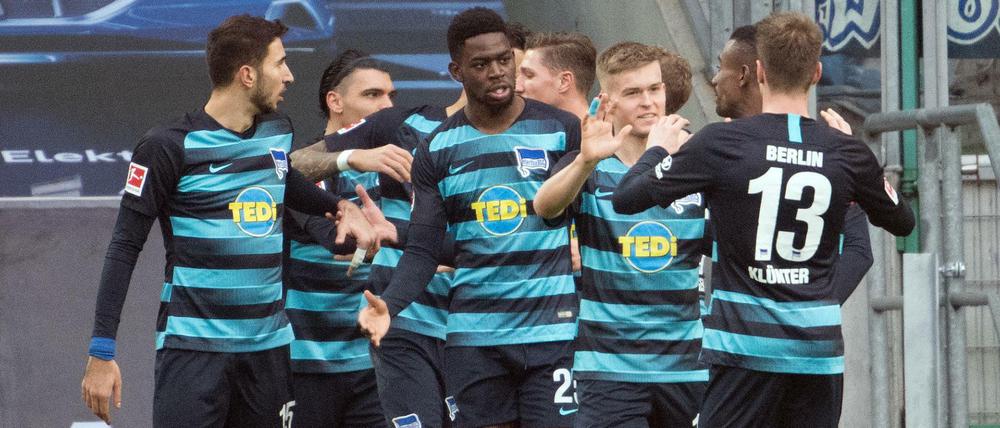 Es gab viel zu feiern für Hertha in Gladbach.
