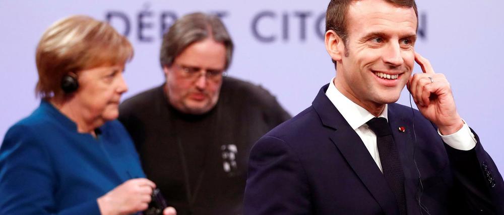 Verständigungsproblenme: der französische Präsident Emmanuel Macron und Bundeskanzlerin Angela Merkel.