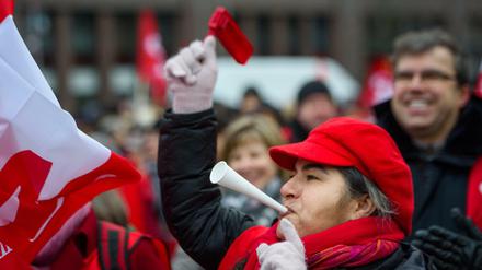 Warnstreik von Erziehern und Lehrern der Gewerkschaft GEW, Ende Januar 2019 in Berlin.