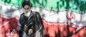 Ein Graffiti von Ruhollah Chomeini, Revolutionsführer und Gründer des schiitischen Gottesstaates.