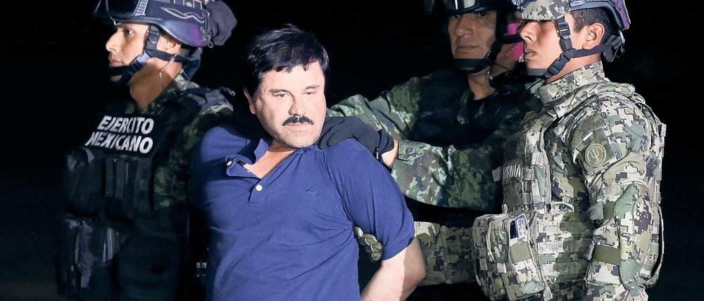 Drogenboss Joaquín „El Chapo“ Guzmán bei seiner Festnahme 2016.