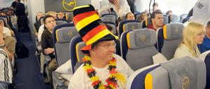 So sah das damals beim ersten A380 Flug aus. Nicht im Bild: Tagesspiegel-Reporter.