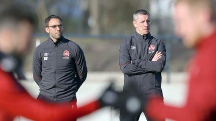 Die Retter? Boris Schommers (links) und die Vereinsikone Marek Mintal wollen mit dem 1. FC Nürnberg den Klassenerhalt schaffen. Michael Köllner wurde unter der Woche entlassen.