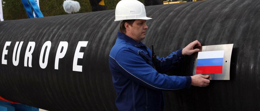 Baubeginn der Pipeline im russischen Wyborg.