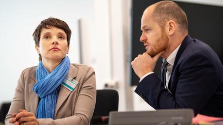 Frauke Petry, die frühere AfD-Bundesvorsitzende, steht in Dresden vor Gericht.