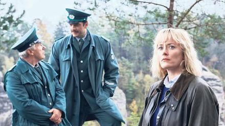 Ost-West-Ermittlung. Der Tod einer West-Touristin im Harz führt die DDR-Polizisten Lothar Wieditz (Jörg Schüttauf, links) und Karl Albers (Ronald Zehrfeld) mit der LKA-Fahnderin Nadja Paulitz (Silke Bodenbender) zusammen. 