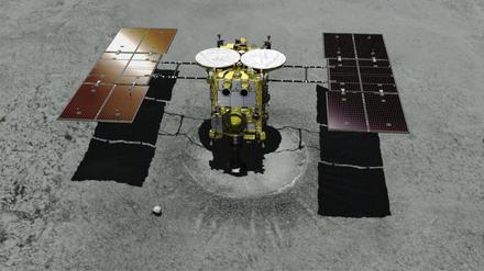 Dieses unbemannte Raumschiff soll morgen auf dem Asteroiden Ryugu landen. (Computeranimation der japanischen Raumfahrtsbehörde) 