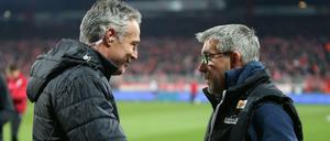 Ein Punkt für jeden. Ex-Union-Trainer Uwe Neuhaus (l.) und der aktuelle Coach der Berliner, Urs Fischer.
