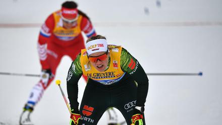 Außer Atem: Victoria Carl kommt in Seefeld als Fünfte ins Ziel.