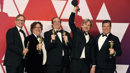 Die Produzenten von "Green Book": Jim Burke, Charles B. Wessler, Nick Vallelonga, Regisseur Peter Farrelly und Brian Currie (v.l.)