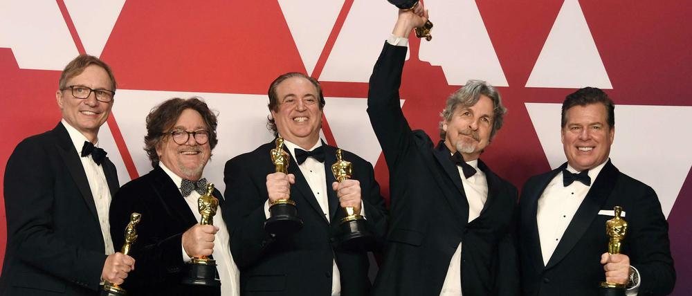 Die Produzenten von "Green Book": Jim Burke, Charles B. Wessler, Nick Vallelonga, Regisseur Peter Farrelly und Brian Currie (v.l.)