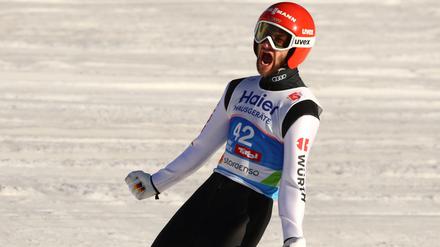 Weltmeister. Markus Eisenbichler feiert seinen ersten Sieg zum perfekten Zeitpunkt.