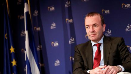 Der Spitzenkandidat der Europäischen Volkspartei für die Europawahl, Manfred Weber, leader of the European People&amp;apos;s Party (EPP) in the European Parliament and top candidate for the European elections attends the party&amp;apos;s Group Bureau meeting in Athens, Greece, February 7, 2019. REUTERS/Alkis Konstantinidis