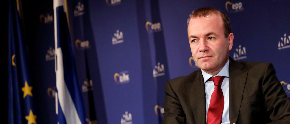 Der Spitzenkandidat der Europäischen Volkspartei für die Europawahl, Manfred Weber, leader of the European People&amp;apos;s Party (EPP) in the European Parliament and top candidate for the European elections attends the party&amp;apos;s Group Bureau meeting in Athens, Greece, February 7, 2019. REUTERS/Alkis Konstantinidis