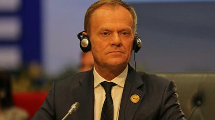 EU-Ratspräsident Donald Tusk besucht zurzeit den Gipfel in Scharm el Scheich, Ägypten. 