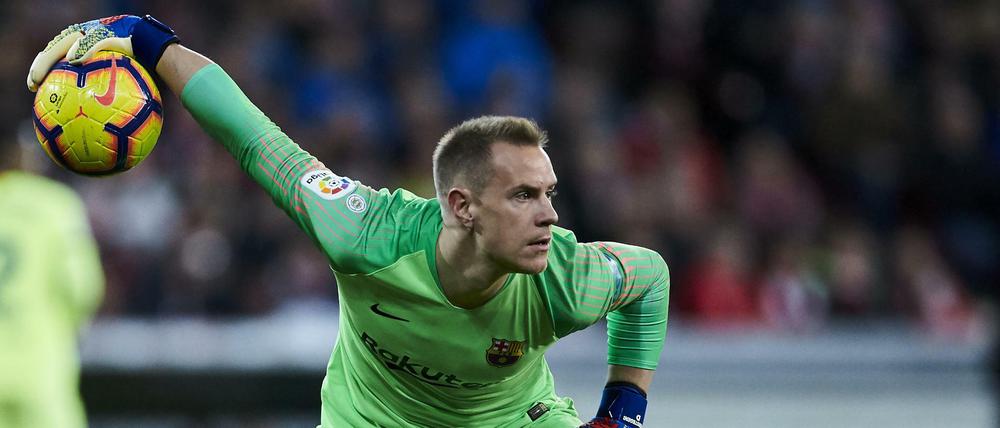 Immer offensiv. Marc-André ter Stegen ist bei Barça unumstritten und will auch in der DFB-Elf die Nummer eins werden.