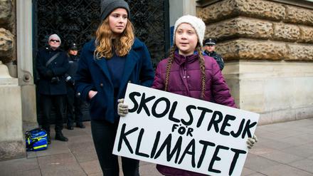 Die schwedische Klimaaktivistin Greta Thunberg und ihre deutsche Verbündete Luisa Neubauer in Hamburg.