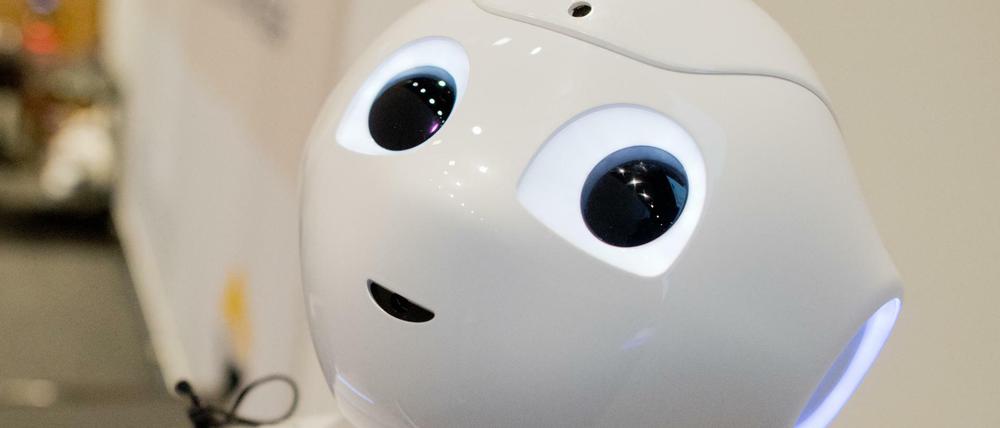 Pflegeroboter Pepper steht der Messe Altenpflege 2018 in Hannover.