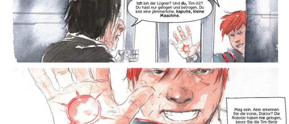 Maschinenkrieg in Wasserfarben: Dustin Nguyens Aquarelle geben der Serie eine besondere Anmutung.
