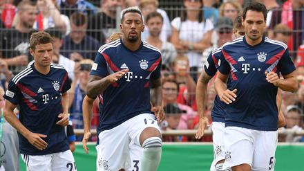 Zumindest noch bei den Bayern dabei: Thomas Müller (links), Jerome Boateng (mittig) und Mats Hummels