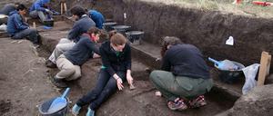 Jagd auf Riesenfaultiere können Forscher heute nur noch grabend in der Pampa Argentiniens machen, anders als die Steinzeitjäger vor 12.600 Jahren.